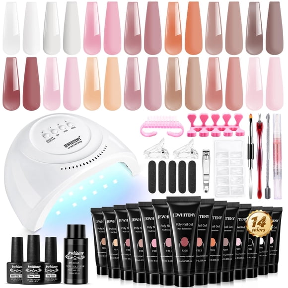 Kit de uñas de gel Poly Extension JEWHITENY 14 colores con lámpara UV
