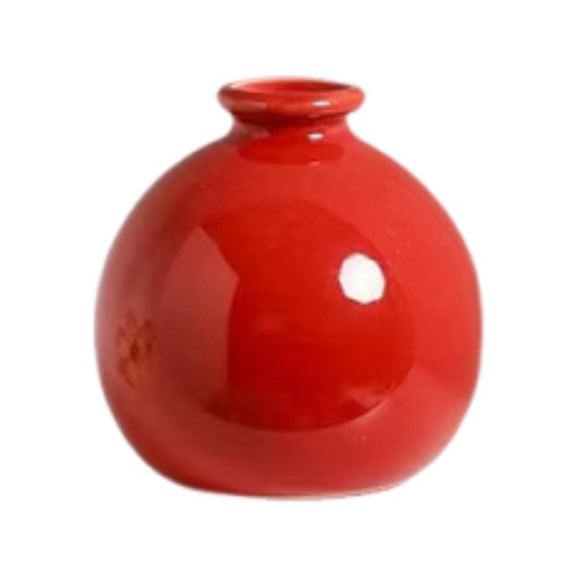 DOLITY Plant Pot Home Table Centerpiece Desktop Small Bookshelf Ceramic Flower Vase Red