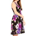 thumbnail image 4 of Sakkas Murni Women's Casual Summer Cocktail Elastic Stretchy Floral Print Dress - B-Purple - One Size, 4 of 5