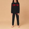 thumbnail image 4 of CPNG Boys Girls Home Clothing Nightwear Set Heart Print Long Sleeve Crewneck T Shirt and Pants 2 Pcs Outfits Set(Black,4-5 Years), 4 of 4