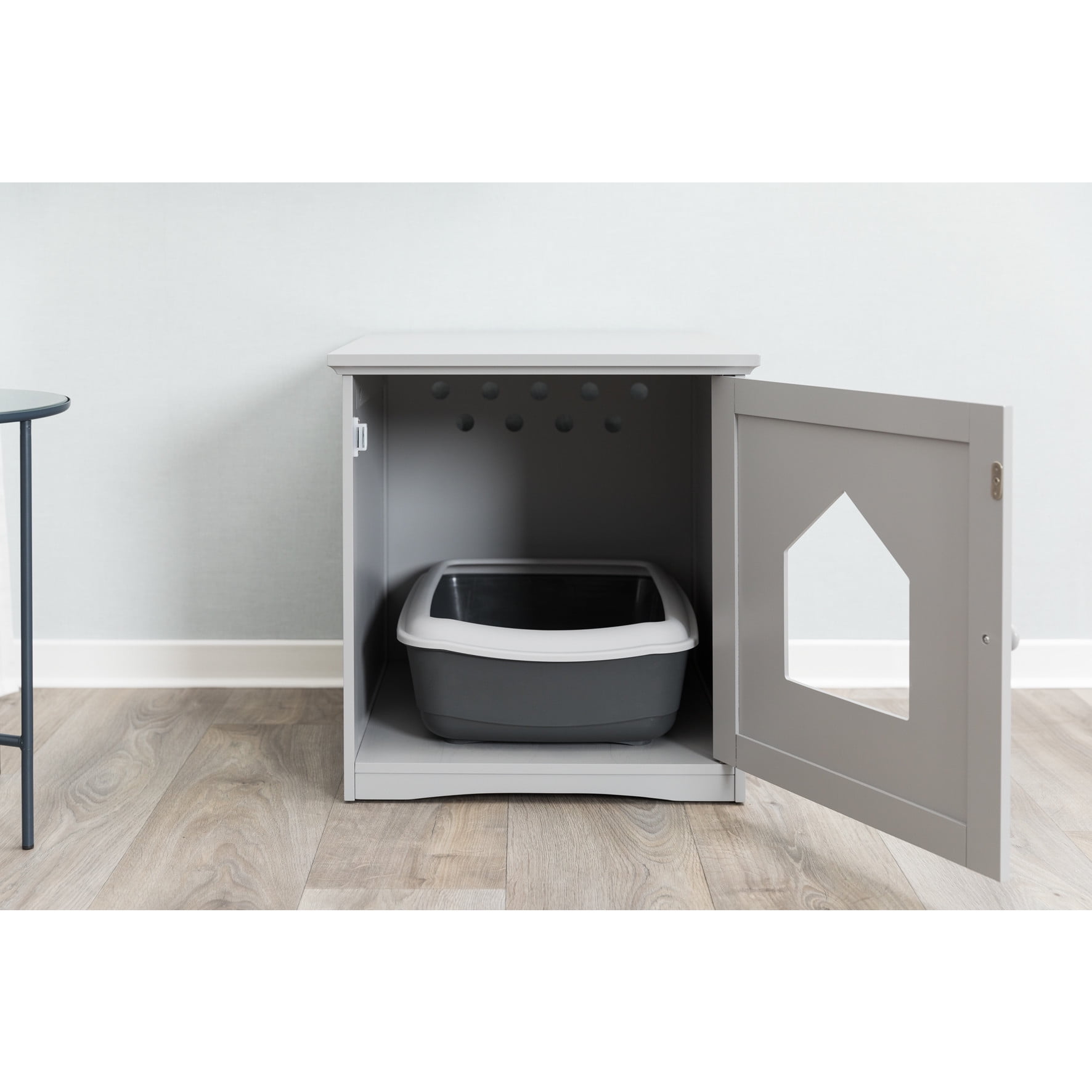 TRIXIE Small Cat Litter Box Enclosure Hidden Litter Indoor Cat Furniture Pet Home Side Table Gray