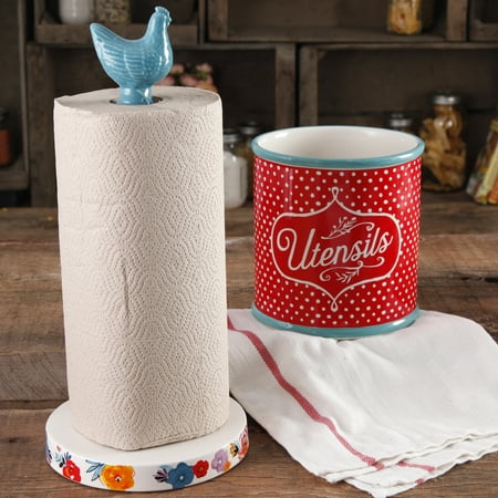The Pioneer Woman Flea Market Paper Towel Holder and Utensil Crock, (Best Paper Towel Holder For Rv)