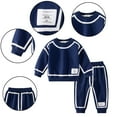 thumbnail image 4 of Esaierr 2-10Y Kids Toddler Boys Girls Casual Set Line Pattern Pullover Tops Long Pants Loungewear Sweatshirt Outfit 2PCS, 4 of 9