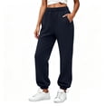 thumbnail image 3 of Women's Jogger Pants, Elastic Waist Solid Casual Pants with Side Pockets, Running Fitness Workout Wear, Womens Joggers | VerBelle,Black L, 3 of 8