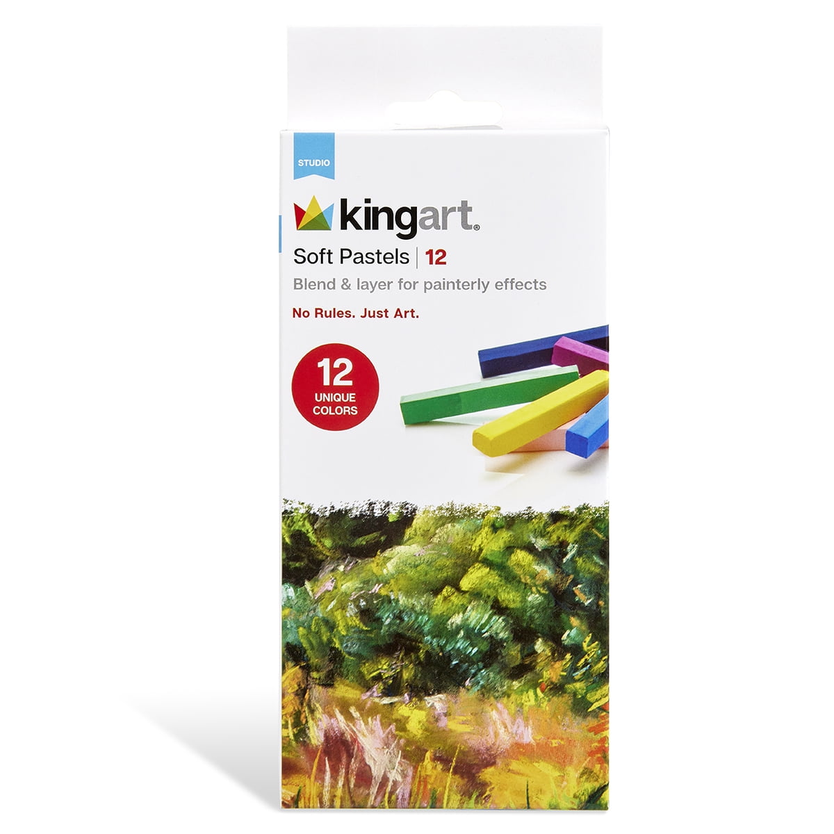 (2 pack) KINGART Soft Pastels Half Stick Set, 12 Vibrant Colors, Art Pastels for Artists