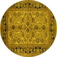thumbnail image 1 of Ahgly Company Machine Washable Indoor Round Oriental Yellow Traditional Area Rugs, 6' Round, 1 of 4