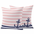 thumbnail image 2 of Pack of 2 Outdoor Pillow Covers 18x18 Inch Waterproof Anchor Pink Throw Pillow Covers,Decorative Couch Pillow Case Sham Modern Navy Blue White Striped Nautical Patio Garden Pillowcases Cushion Covers, 2 of 8