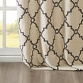 thumbnail image 3 of Fretwork Print Blackout Window Curtain, Grommet Top Window Curtain Panel for Living Room Bedroom, Scroll Geometric Fretwork Print Design Window Curtain Panel in Grommet Top, Khaki+Black, 3 of 9