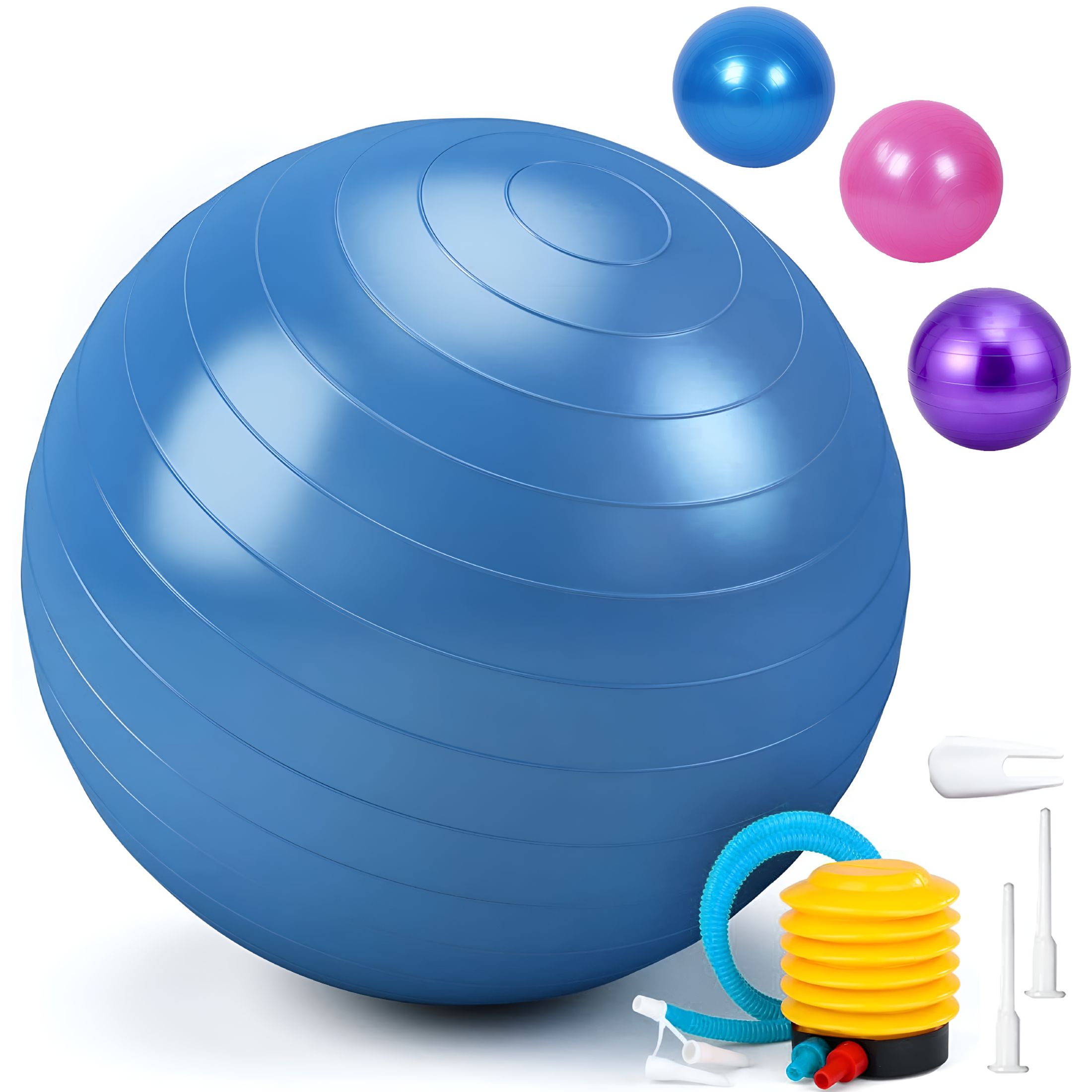 BESTSKY Exercise Ball with Pump, Pregnancy Thick Ball, Fitness Ball Chair for Balance Pilates Yoga Stability, Anti-Burst Workout Gym Equipment for Home, Office (Blue 65cm)