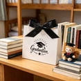 thumbnail image 4 of Graduation Treat Boxes Set of 4, Paper Gift Bags with Satin Ribbon and Graduation Cap Design, Black and White, Party Favor Bags for Graduation Celebration, 4 of 7