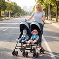 thumbnail image 2 of Costway Foldable Twin Baby Double Stroller Kids Ultralight Umbrella Stroller Pushchair Navy, 2 of 10