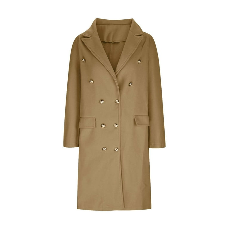 ジャケット・アウター Double Breasted Twill Long Blazer Italian Wool-Blend Twill Double-Breasted Blazer in Jackets