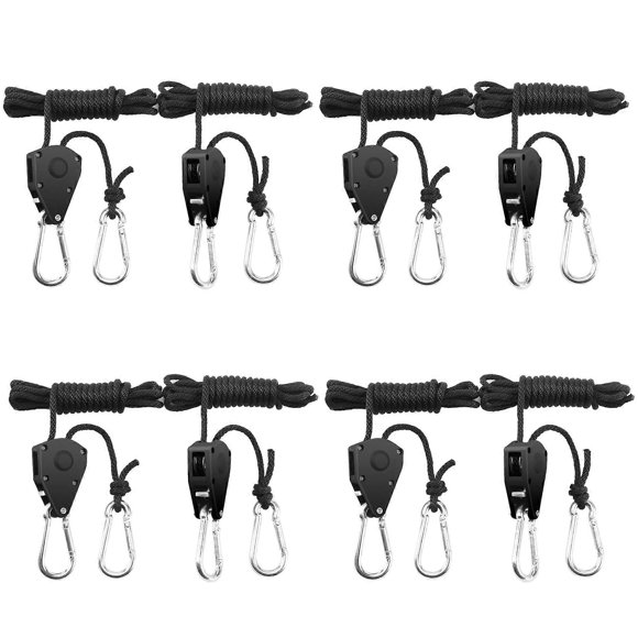 8 Pieces Rope Ratchet Strap, 1/8 Inch Adjustable Heavy Duty Rope Ratchet for Lamp Plants 150 LB Capacity per Pair