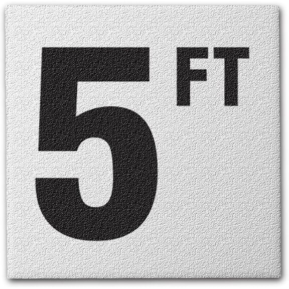 Aquatic Custom Tile - Ceramic 5FT Pool Sign Depth Marker, 5.8"x5.8" w/ 4" Font Pool Signs, Abrasive Non-Slip Finish Markers, Swimming Pool Safety Signage for Concrete Deck & Inground Pool, Made in USA
