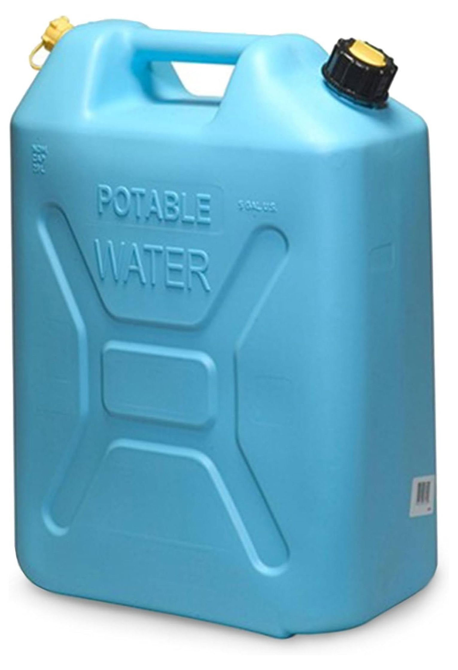 Portable Plastic Military Style Food Grade 5 Gal Water Jug Container with Reversible Spout for Camping & Emergency Storage, Blue 2 Pack
