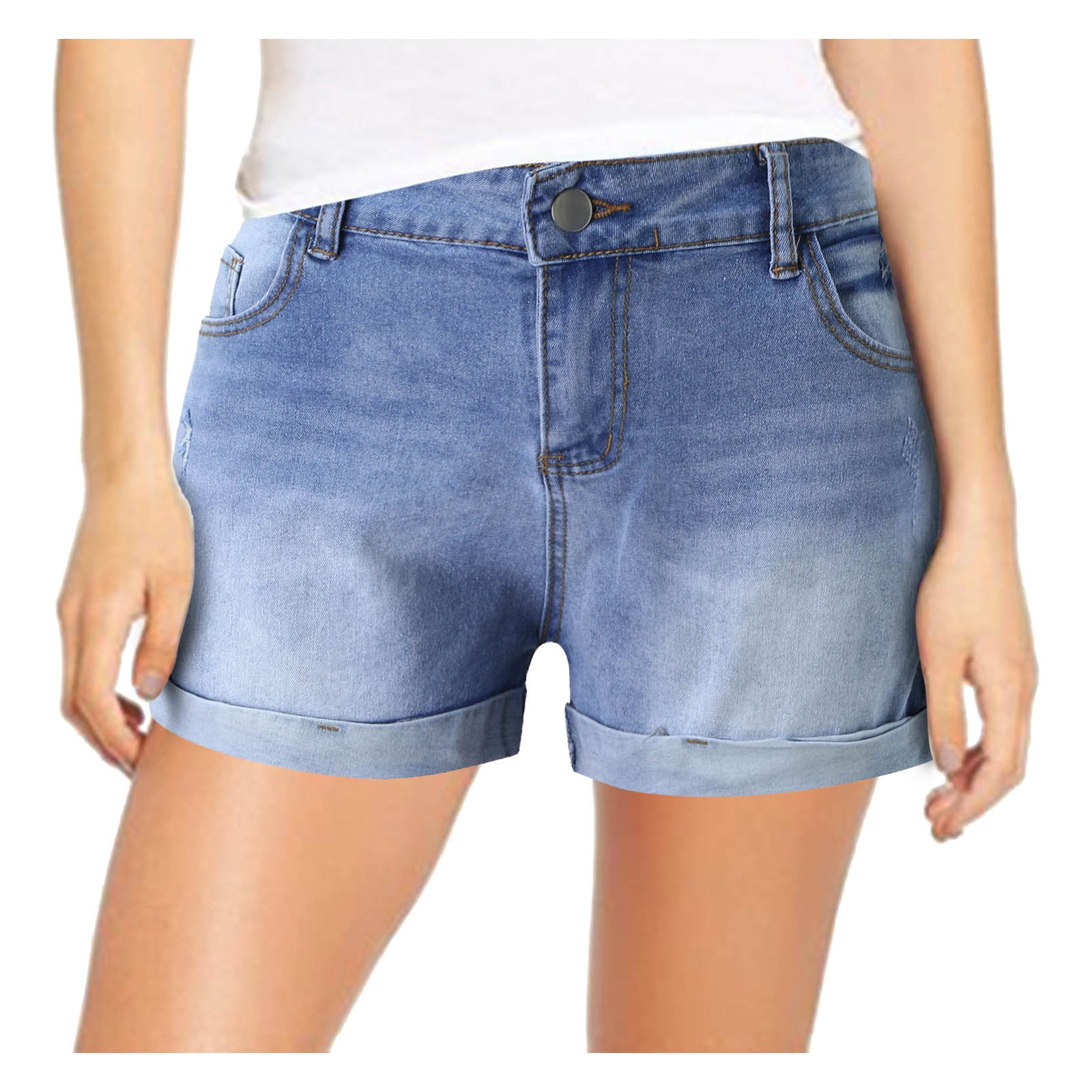 zuwimk Shorts For Women,Women's Relaxed Fit Flat Bermuda Short Light  Blue,XXL - Walmart.com