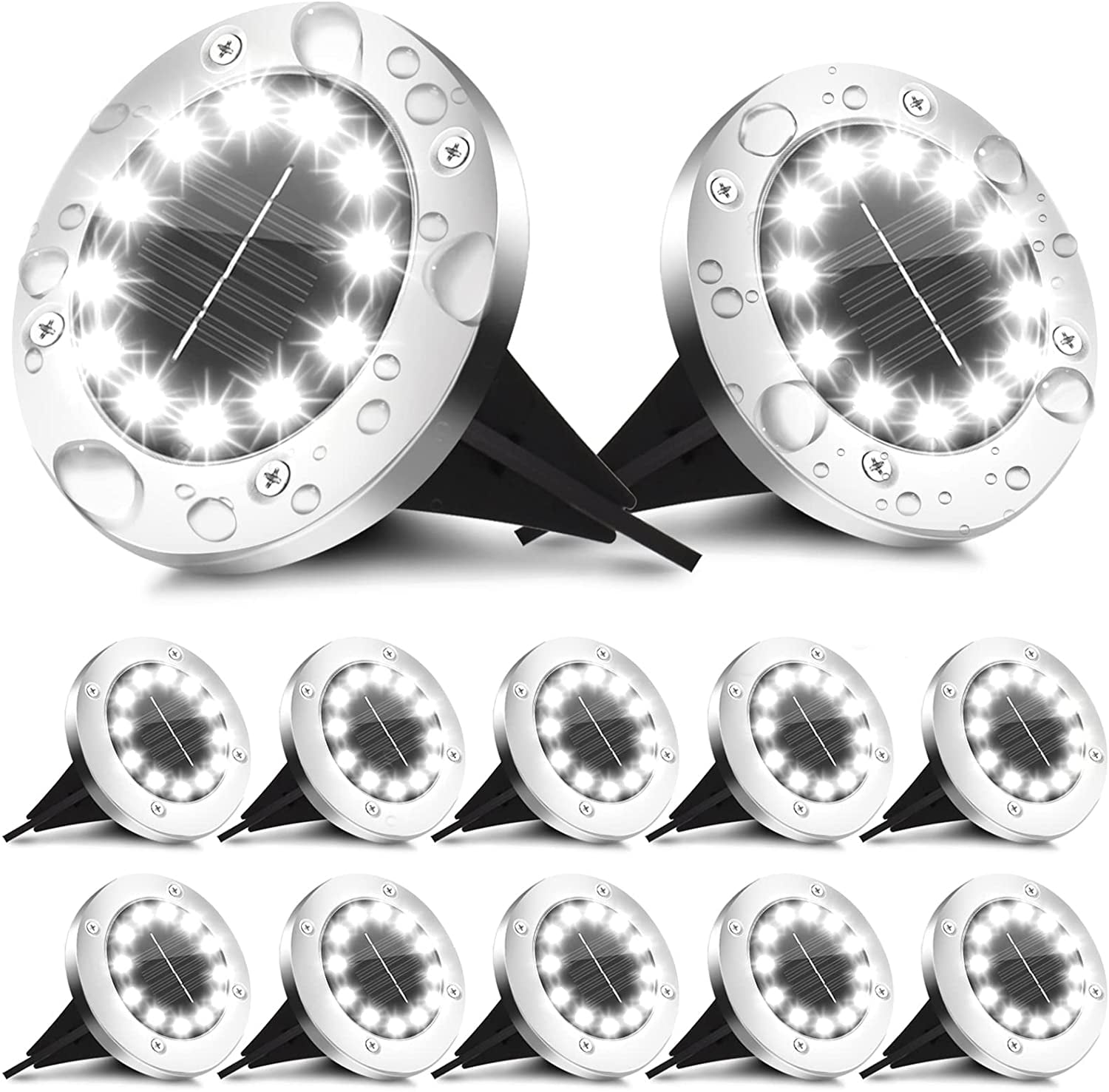 Solar Ground Lights, Solar Garden Lights Outdoor Waterproof, 8 Packs 12