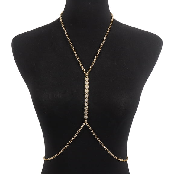 1 piece of chest chain, heart rhinestone chest chain, fashionable splicing chain, sexy casual style bikini body chain