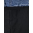 thumbnail image 4 of Women’s Two-Tone High Waist Casual Pants Black Knit & Denim Panel Slight Flare Leg Pants with Buckle Detail, 4 of 6