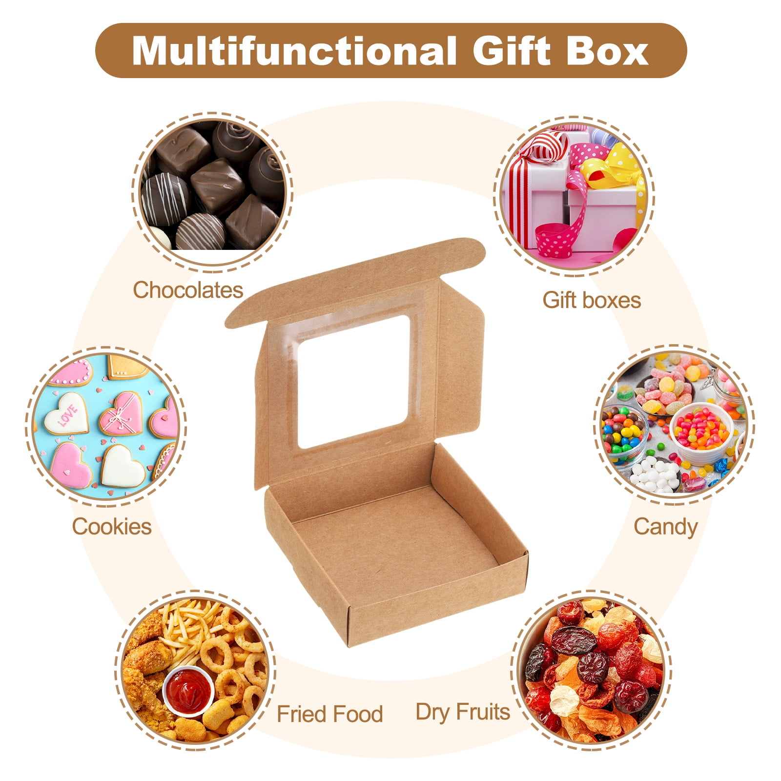 Unique Bargains 16Pcs Stylish Kraft Paper Gift Boxes Light Brown 4.1" x 4.1" x 1.2"