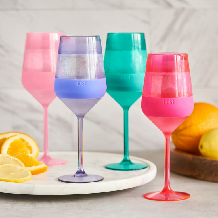 Estelle Colored Glass Tinted Stemless Wine Glasses 6-Piece Set - Rose