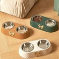 thumbnail image 3 of 1 Comedero para Perros y Gatos con Forma de Pajarita, Comedero Doble para Perros y Bebederos, Suministros para Mascotas, Color Crema., 3 of 5