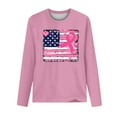 thumbnail image 3 of VKOYWKM Pink Breast Cancer Shirts for Women Breast Cancer Awareness Tshirt Pink Ribbon Print Long Sleeve Shirt Casual Crew Neck Loose Fit Breast Cancer Blouses, 3 of 4