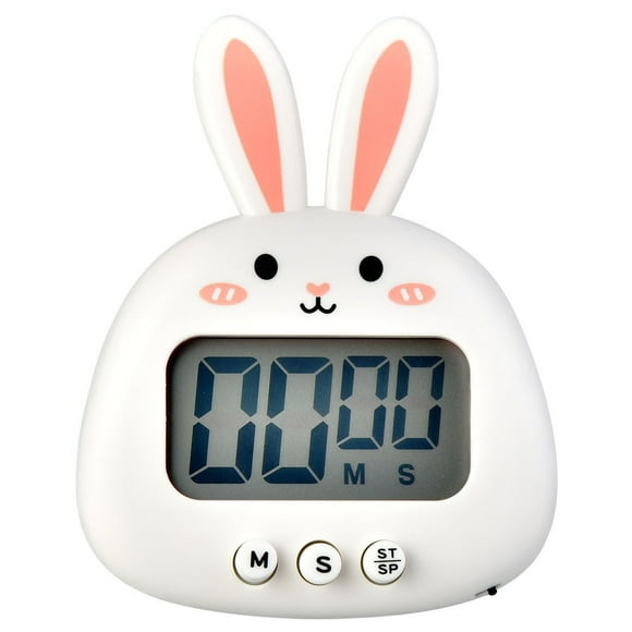 Cute Cartoon Rabbit Digital Timer with Display Silent Countdown for Cooking Baking Study Exercise