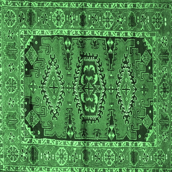Ahgly Company Indoor Square Persian Emerald Green Traditional Area Rugs, 5' Square