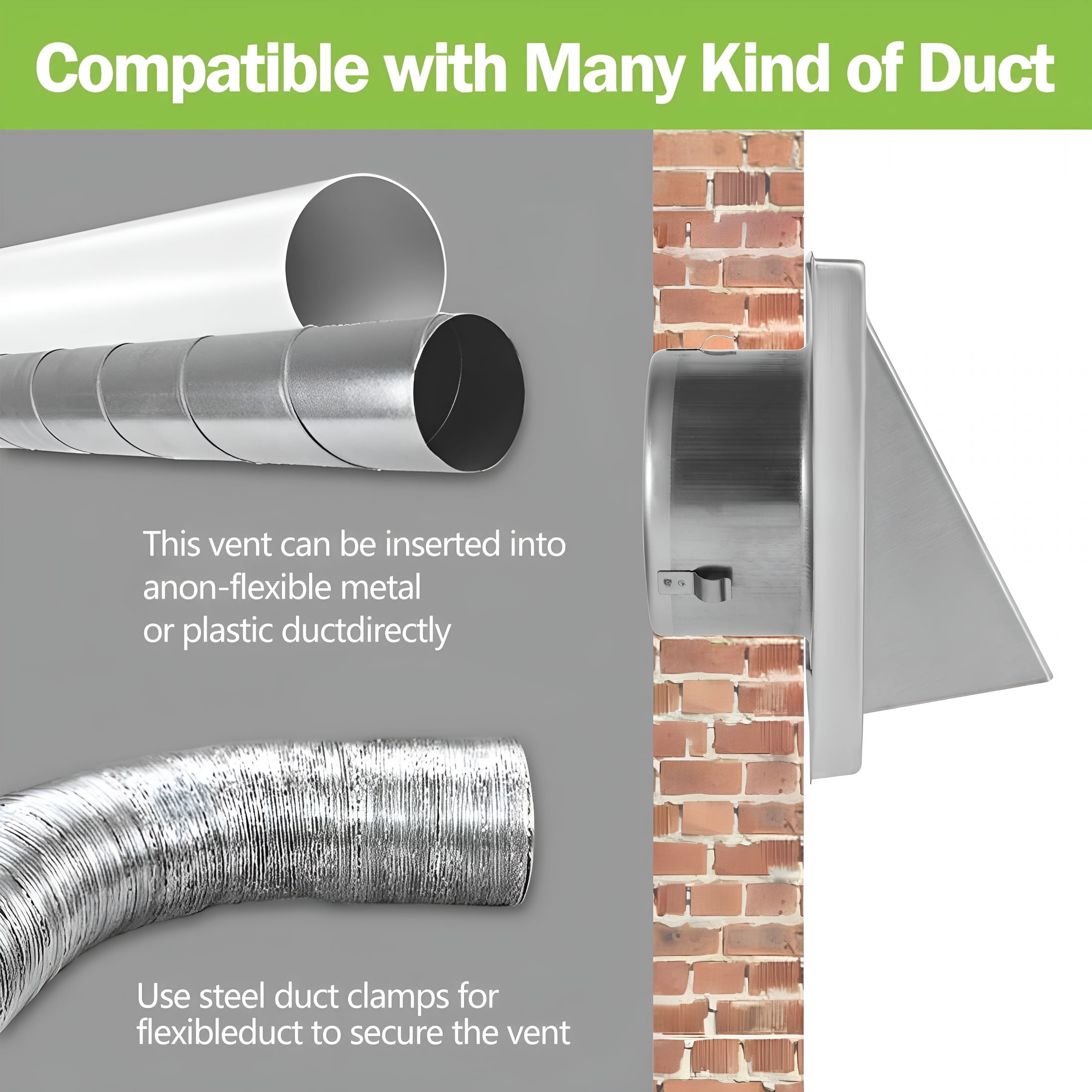 ZHZFKQ 2026 New 4 Inch Dryer Vent Cover,Stainless Steel Wall Exhaust Covers with 4 Screw Washers for Exterior Wall, Laundry Room, Bathroom, Kitchen Weather Proof Exterior Wall Vent Cover