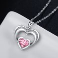 thumbnail image 4 of 18k White Gold Plated Double Love Heart 5A Cubic Zirconia Women Jewelry Pendant Necklace, 4 of 6