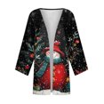 thumbnail image 6 of Women's Casual and Fashionable Christmas Printed Lightweight Mid-Length Jacket Cardigan, for Spring and Fall Wear,Black,XL, 6 of 7