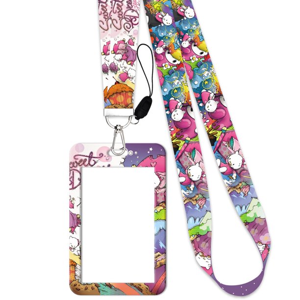 Sanrio Hello Kitty cordón para teléfono móvil Kuromi tejido de algodón antipérdida correa larga para teléfono llavero tarjeta de trabajo cordón desmontable