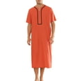 thumbnail image 1 of Camisones INSPIRE CHIC para hombres, de ajuste holgado, con mangas cortas, cómodos, en color naranja rojo, talla XL, 1 of 4