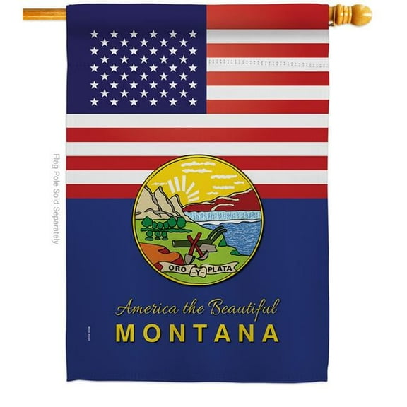 28 x 40 in. USA Montana American State Vertical House Flag with Double-Sided Decorative Banner Garden Yard Gift