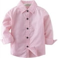 thumbnail image 2 of StylesILove Toddler Little Boy Long Sleeve Cotton Button Down Shirt (Pink, 80/1-2 Years), 2 of 6