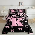 thumbnail image 2 of jejeloiu Personalized Gifts Bowtie Full Size Comforter Sets,Letter K Bedding Comforter Set,Pink Black Bow Bowknot Bedding Sets,Lightweight Room Decoration Reversible,3-Piece, 2 of 8