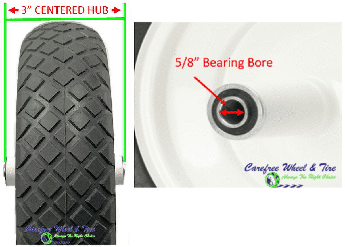 15" x 4"  Carefree Wheelbarrow Wheel With Diamond Tread, 3" Center Hub and 5/8" Bearings - image 2 of 2