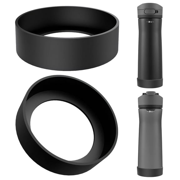 Linkidea 2 Pack Water Bottle Boot Compatible with Contigo Jackson Chill 2.0 20oz/24oz, Ashland Chill 20oz/24oz, Silicone Anti-Slip Bottle Bottom Bumper Protector (Black)