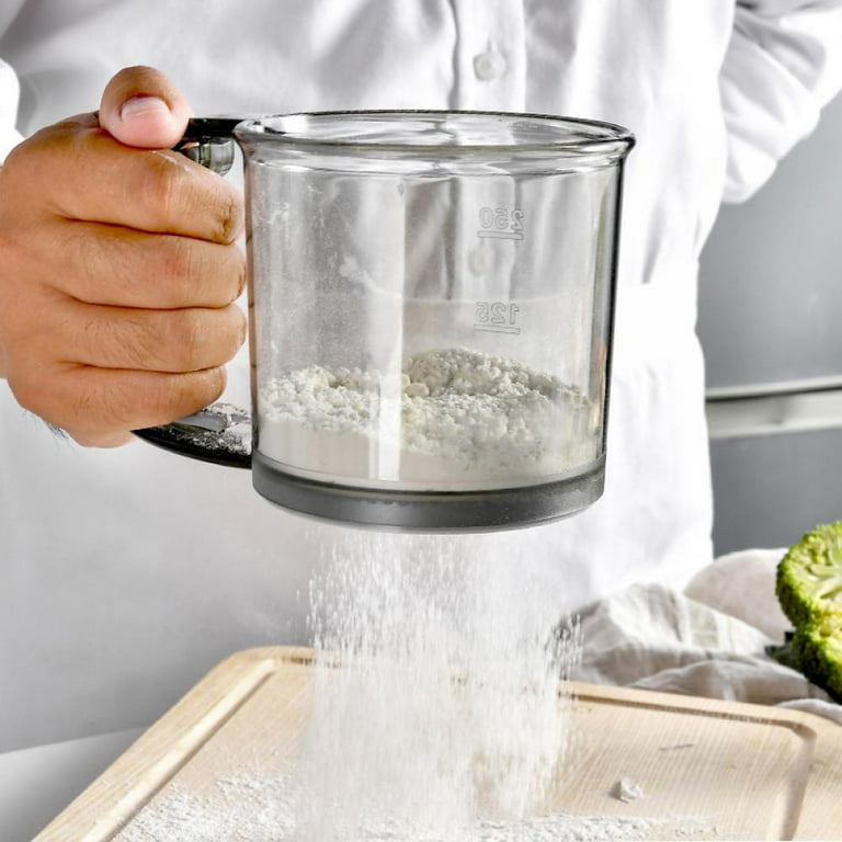 Electric Flour Sieve Icing Sugar Powder 1Liter Handheld Flour Sifter  Kitchen Pastry Cake Tool Screen Cup
