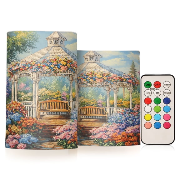 BZSMCE Flameless Candles LED Lights Victorian White Gazebo Printing Creativity Battery Candles