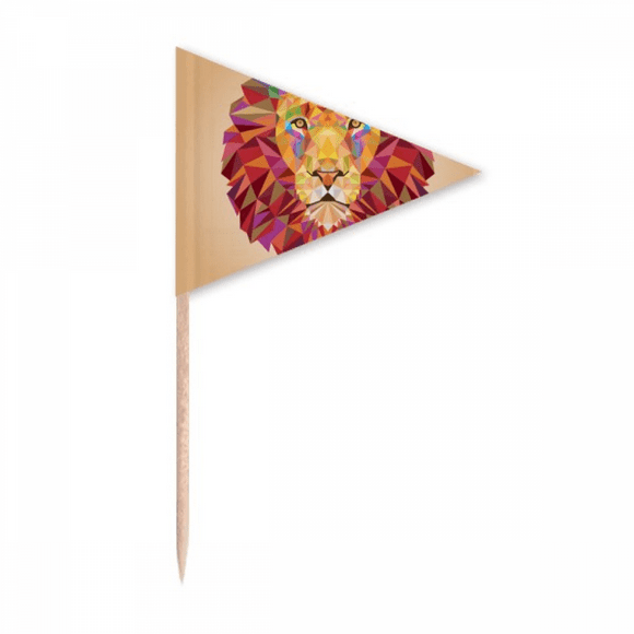 Colourful Lion Animal Box Stitching Toothpick Triangle Cupcake Toppers Flag