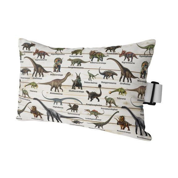 1 Pack Outdoor Waterproof Throw Pillows for Head, Dinosaur Cushion Cases with Insert&Straps Neck Pillows for Patio Recliner Chair,Retro Wood Board Background