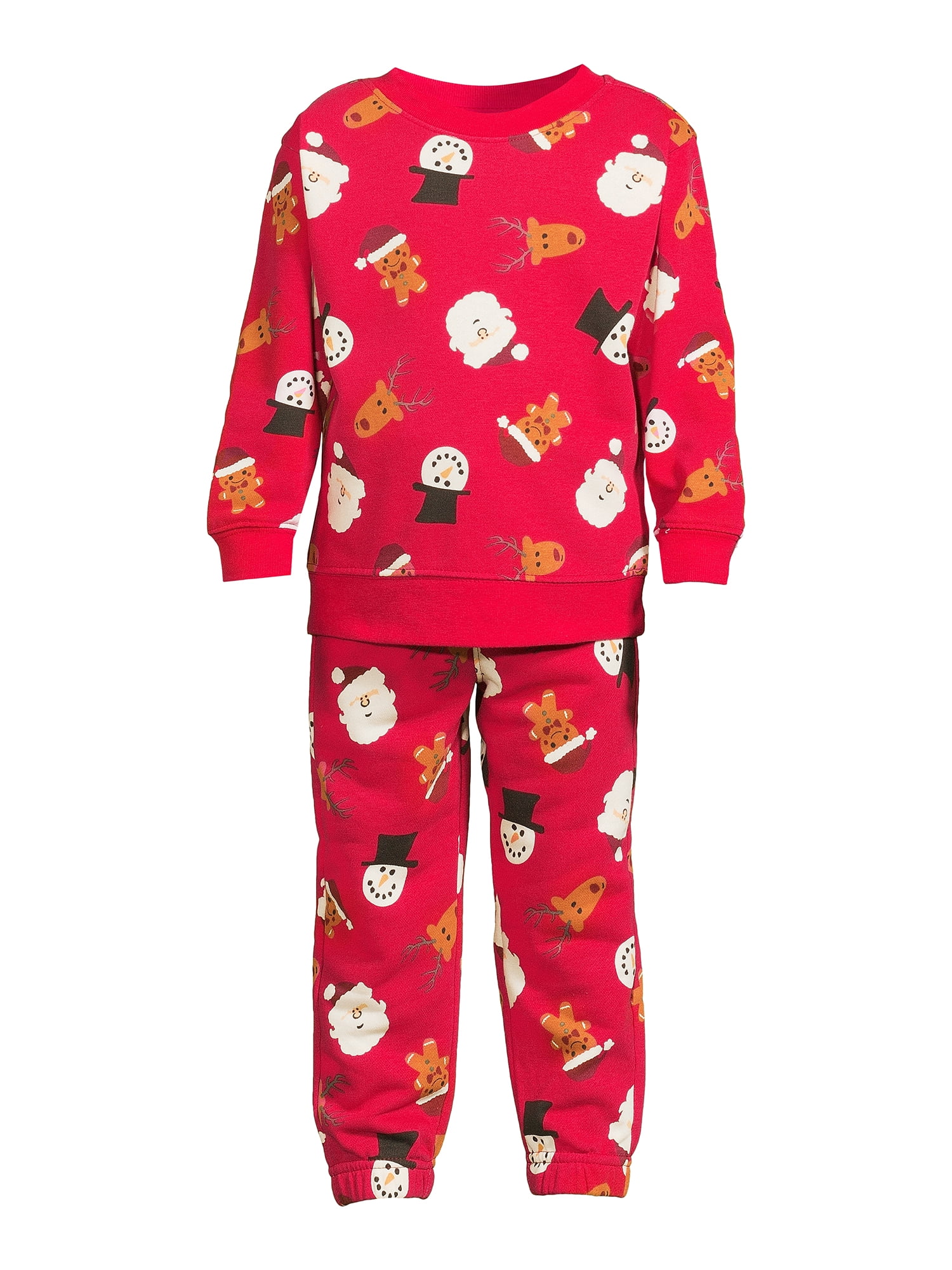 and Time 12M-5T Toddler Holiday 2-Piece, and Boys; Sizes Christmas Jogger Baby Sweatshirt Pants Set,