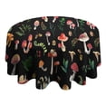 thumbnail image 4 of Red Mushroom Leaf Black Pattern Round Tablecloth 60"x60",Wrinkle Wipeable Table Cloth for Kitchen Dining Room Picnic Patio Party, 4 of 6