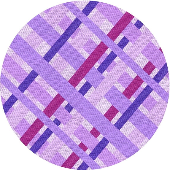 Ahgly Company Indoor Round Patterned Pastel Purple Pink Area Rugs, 5' Round