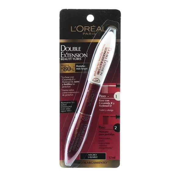 Máscara para pestañas L'Oréal Double Extension beauty tubes negro 12 ml
