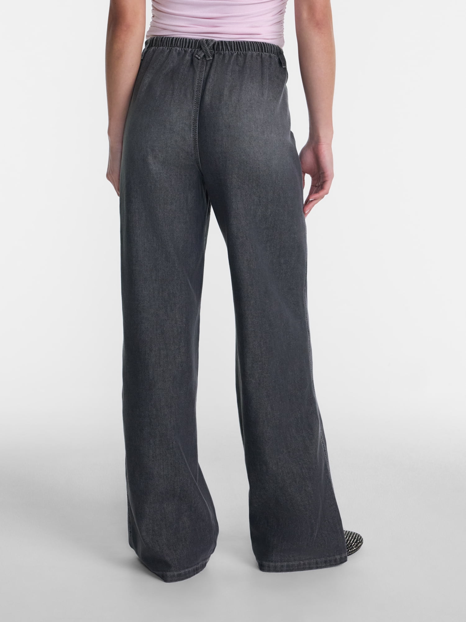 No Boundaries Mini Waistband Wide Leg Pants, 31'' Inseam, Women's XXS-XXL
