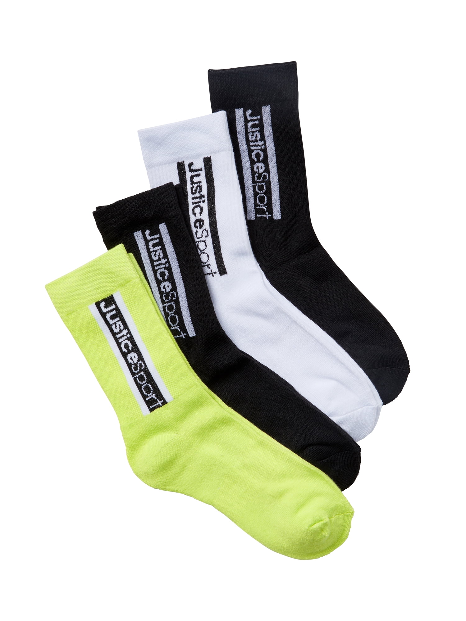 Justice, Girls Crew Socks, 4-Pack, Sizes M-L