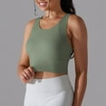 thumbnail image 6 of REORIAFEE Yoga Tank Tops for Women Sleeveless Tops Crewneck Tanks Quick Dry Crop Shirts Solid Color Pullover Shapewear Wide Strap Vest Summer Going Out Fashion Clothing Army Green, 6 of 6